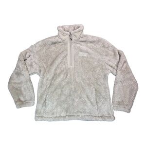 New Balance Women's M Quarter Zip High Pile Sherpa Fleece Teddy Grey Pullover